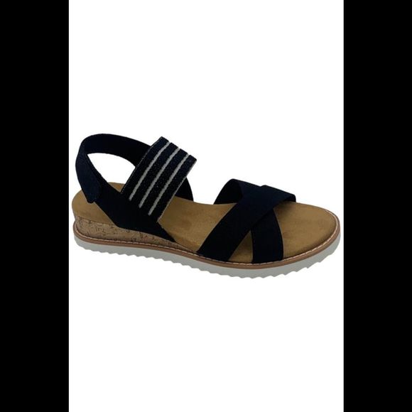 Skechers Desert Kiss Washable Vegan Cross Strap Black - Medium - Picture 1 of 3